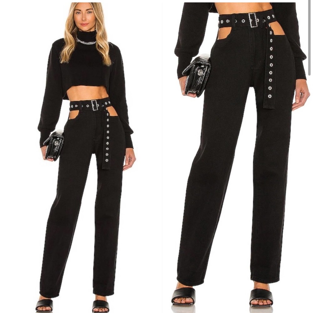 WeWoreWhat Cut Out Straight Black Jeans 👖🖤